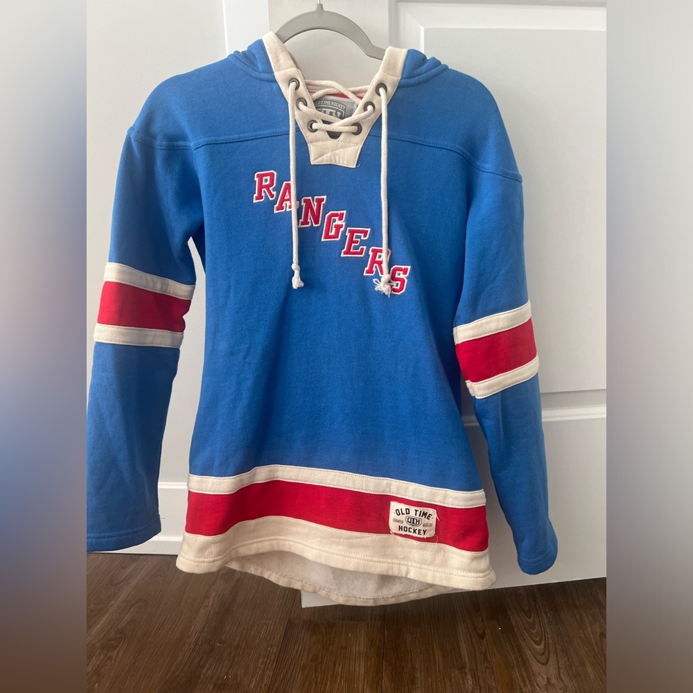 Old Time Hockey Blue and Red Women's Rangers Jersey - Picture 1 of 2